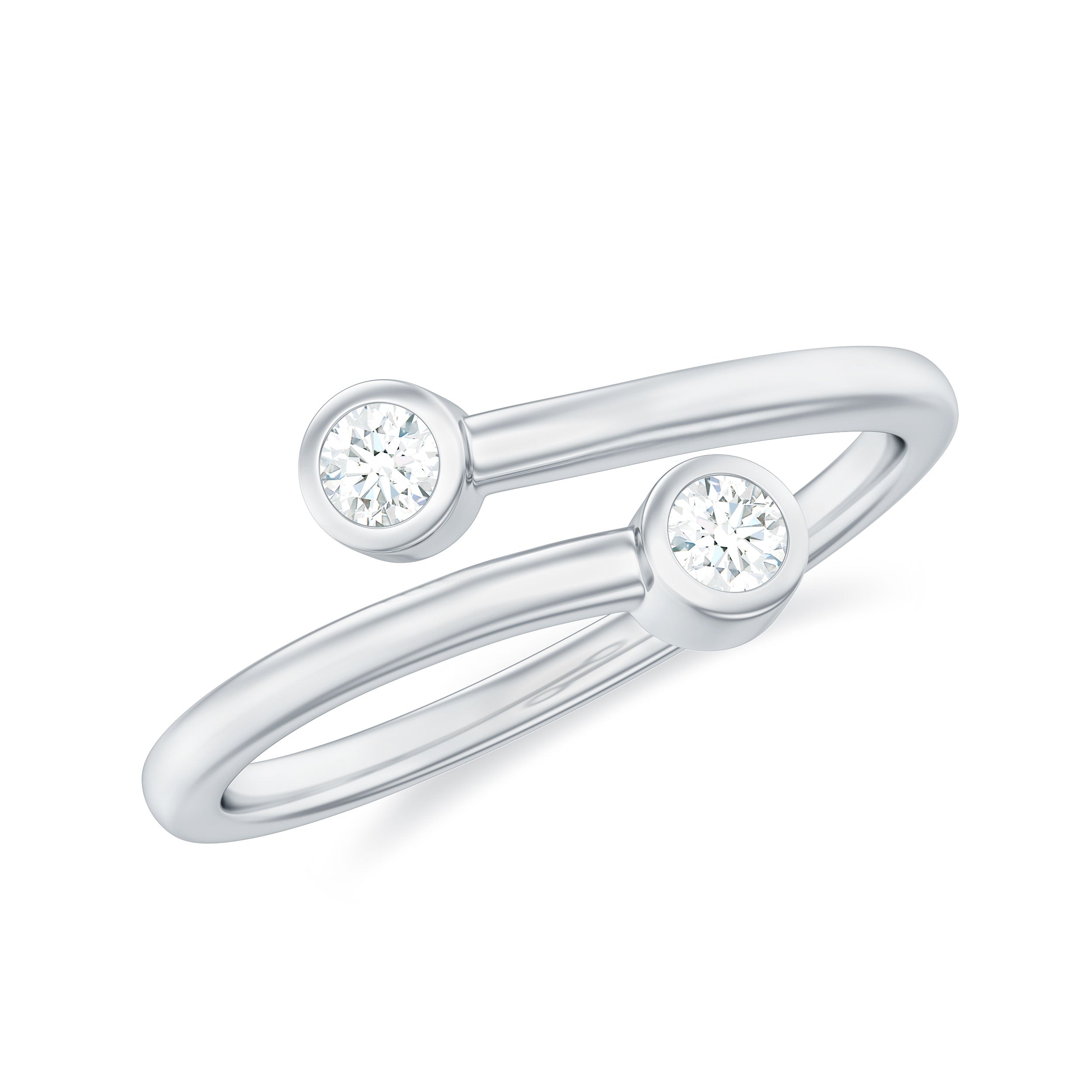 Natural Diamond 2 Stone Promise Ring in Wrap Style