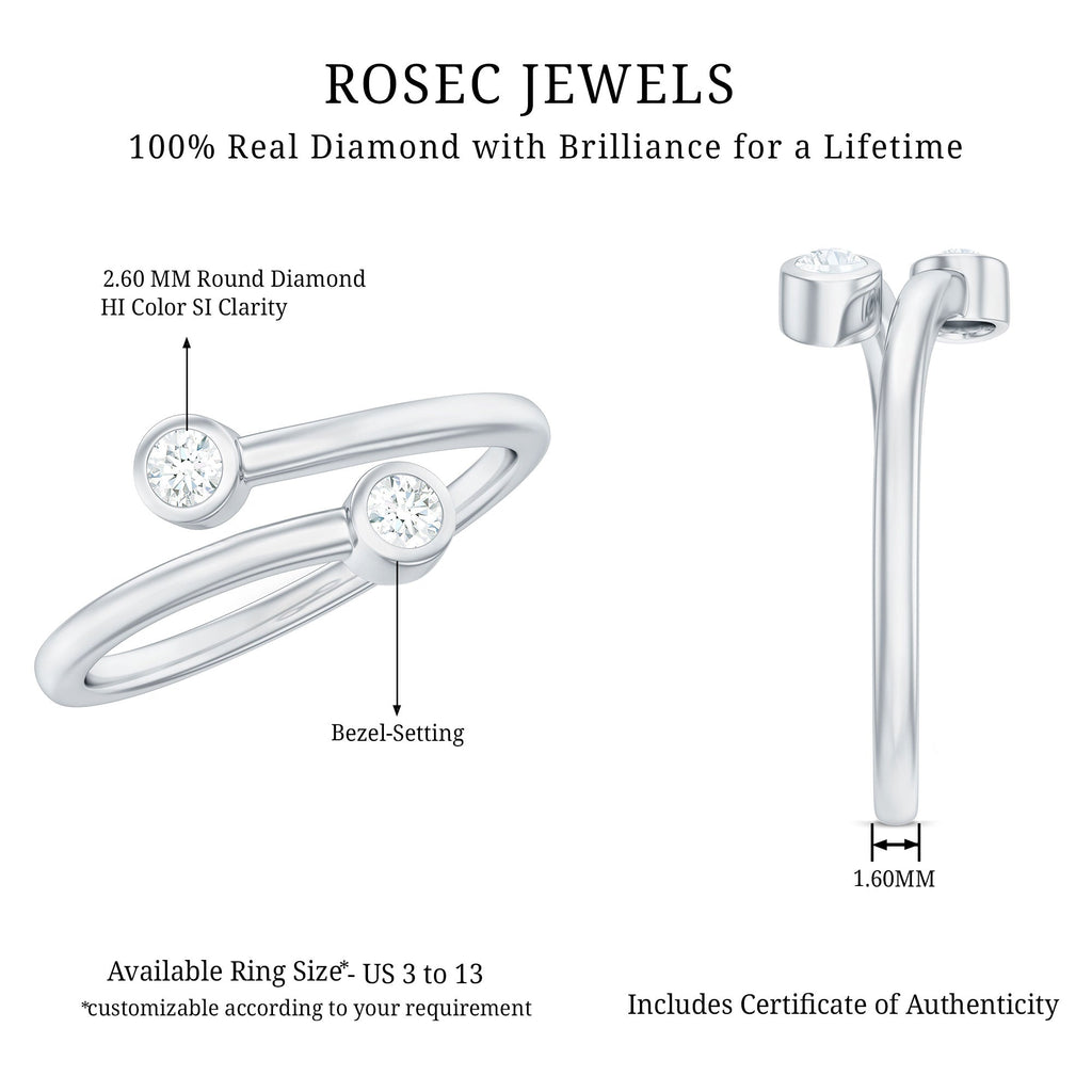 Natural Diamond 2 Stone Promise Ring in Wrap Style