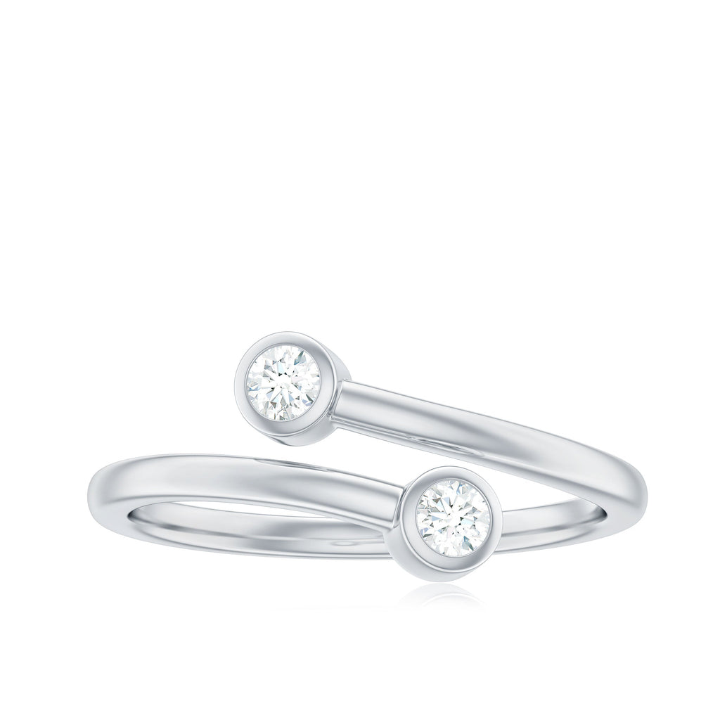 Natural Diamond 2 Stone Promise Ring in Wrap Style