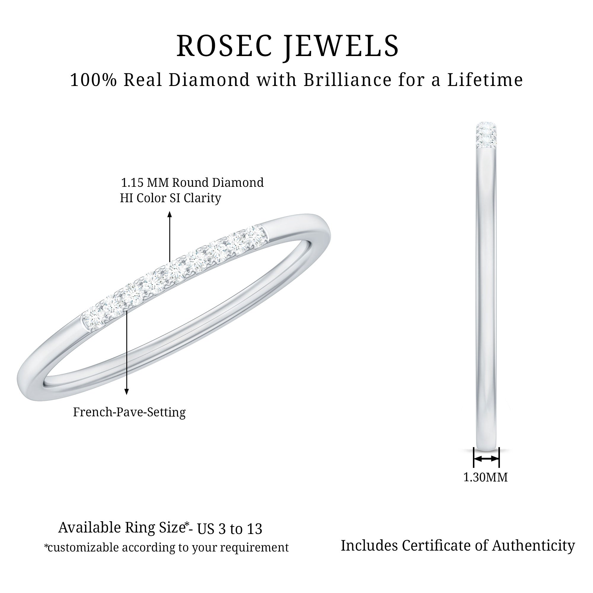 Minimalist Diamond Stackable Ring for Women