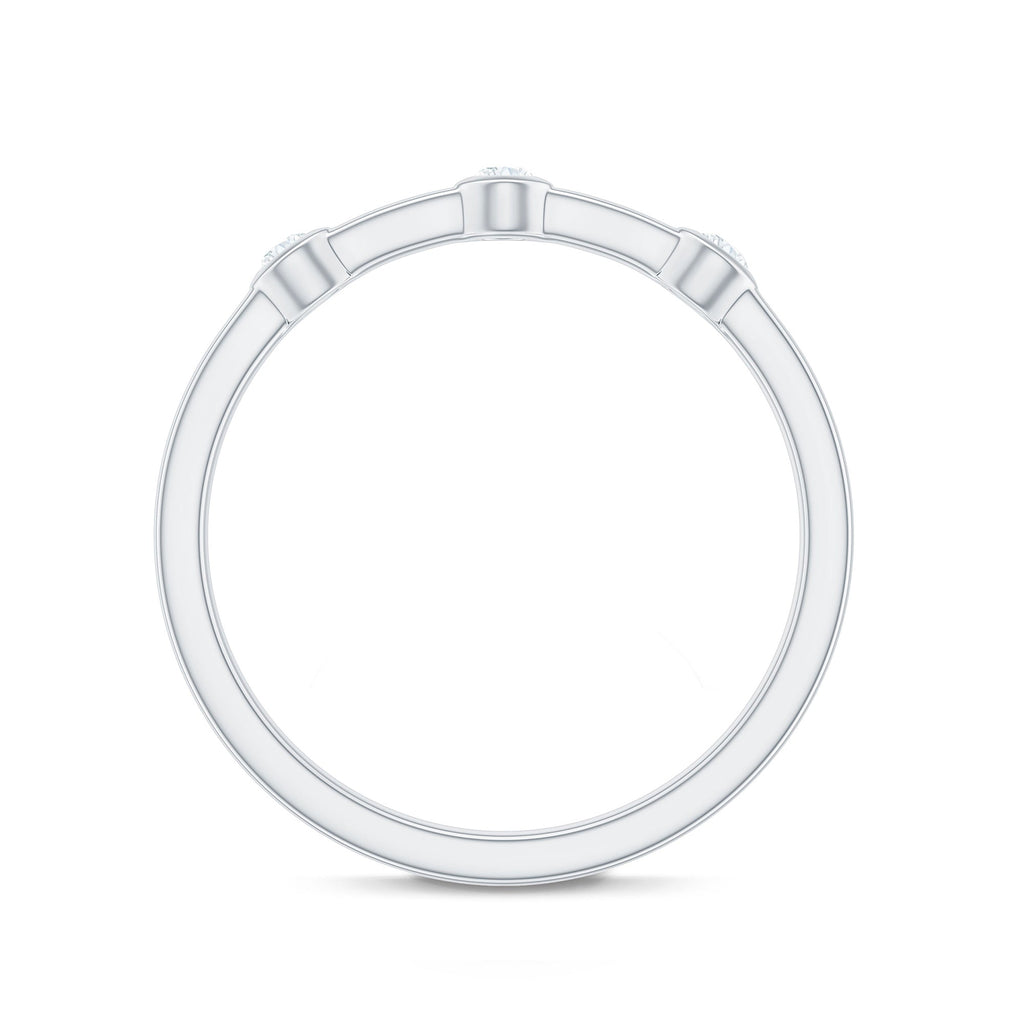 Certified Moissanite Three Stone Stackable Ring in Bezel Setting
