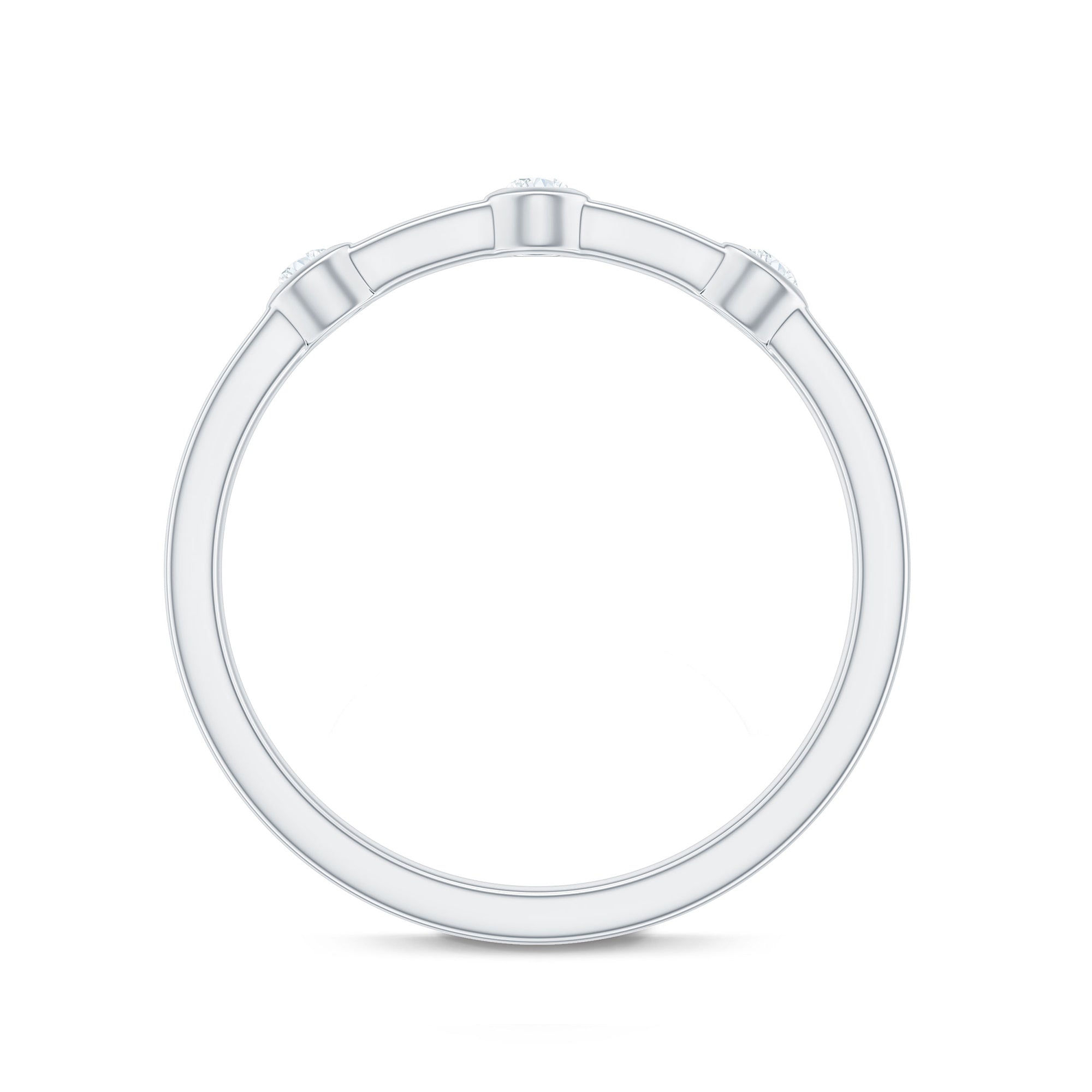 Certified Moissanite Three Stone Stackable Ring in Bezel Setting