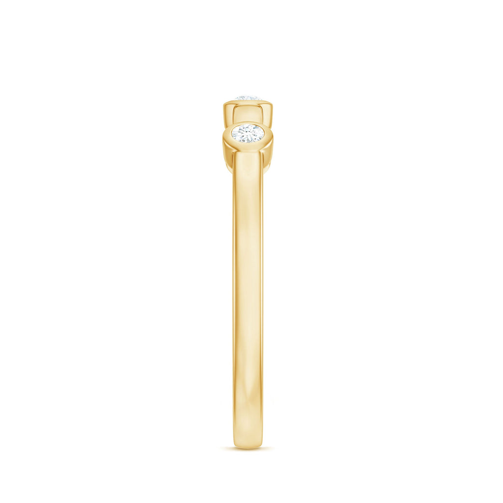 Certified Moissanite Three Stone Stackable Ring in Bezel Setting