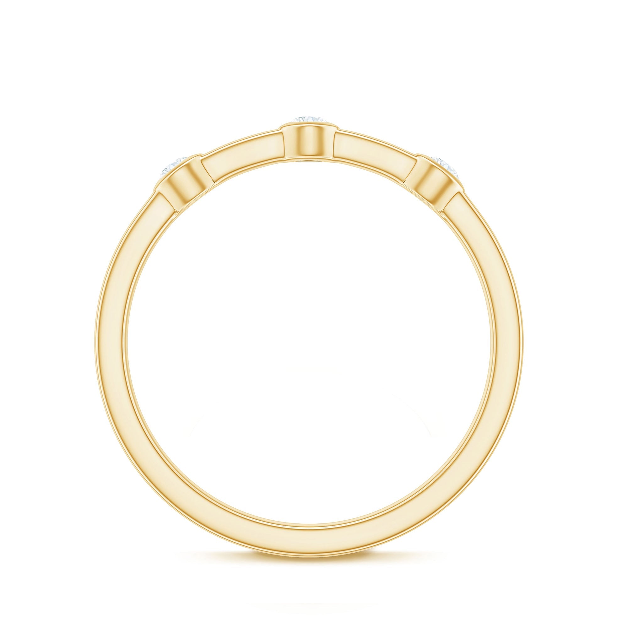 Certified Moissanite Three Stone Stackable Ring in Bezel Setting