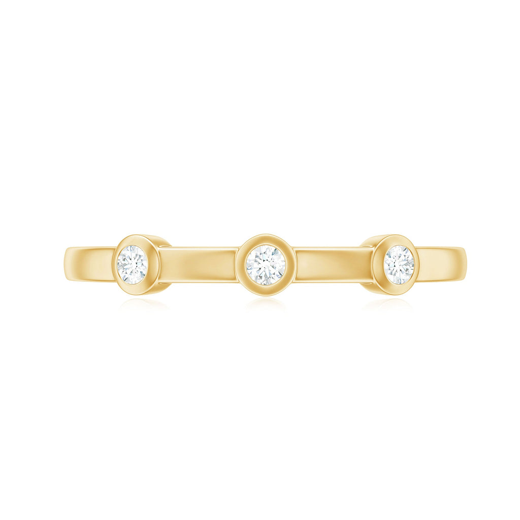 Certified Moissanite Three Stone Stackable Ring in Bezel Setting