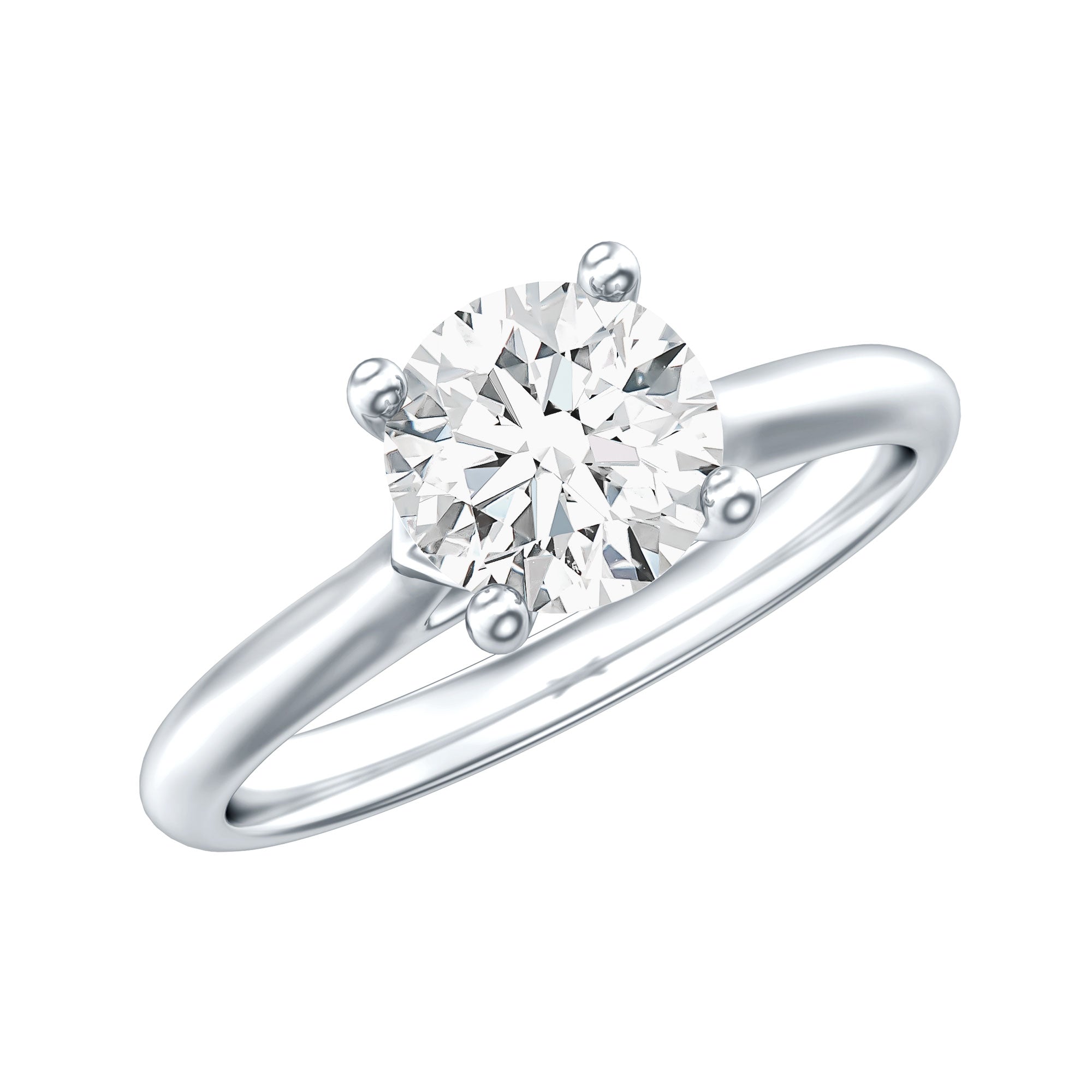 Solitaire Round Cut Moissanite Engagement Ring for Her