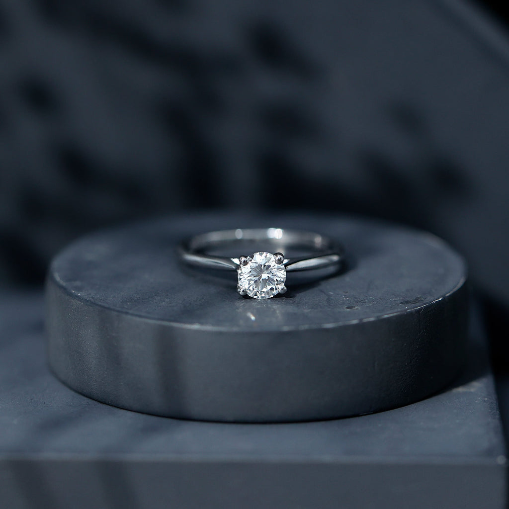Solitaire Round Cut Moissanite Engagement Ring for Her
