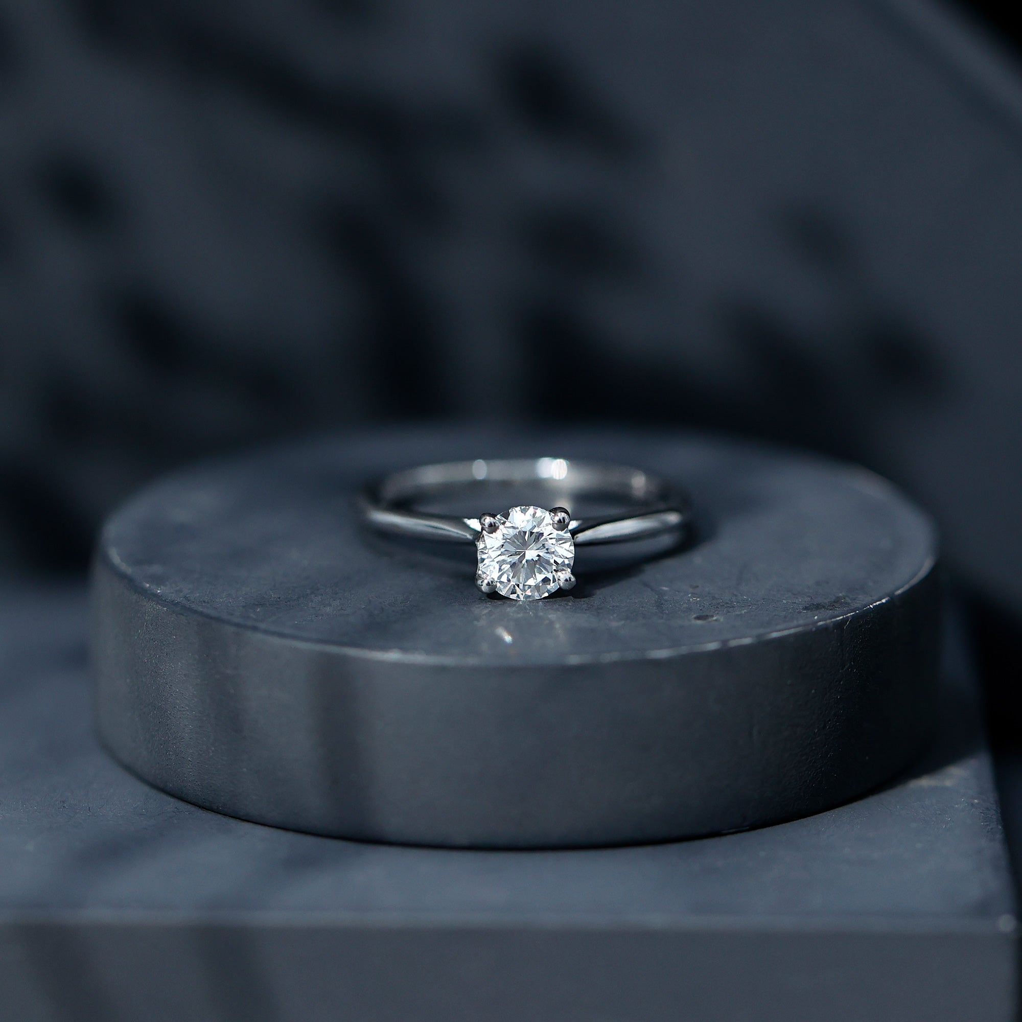 Solitaire Round Cut Moissanite Engagement Ring for Her