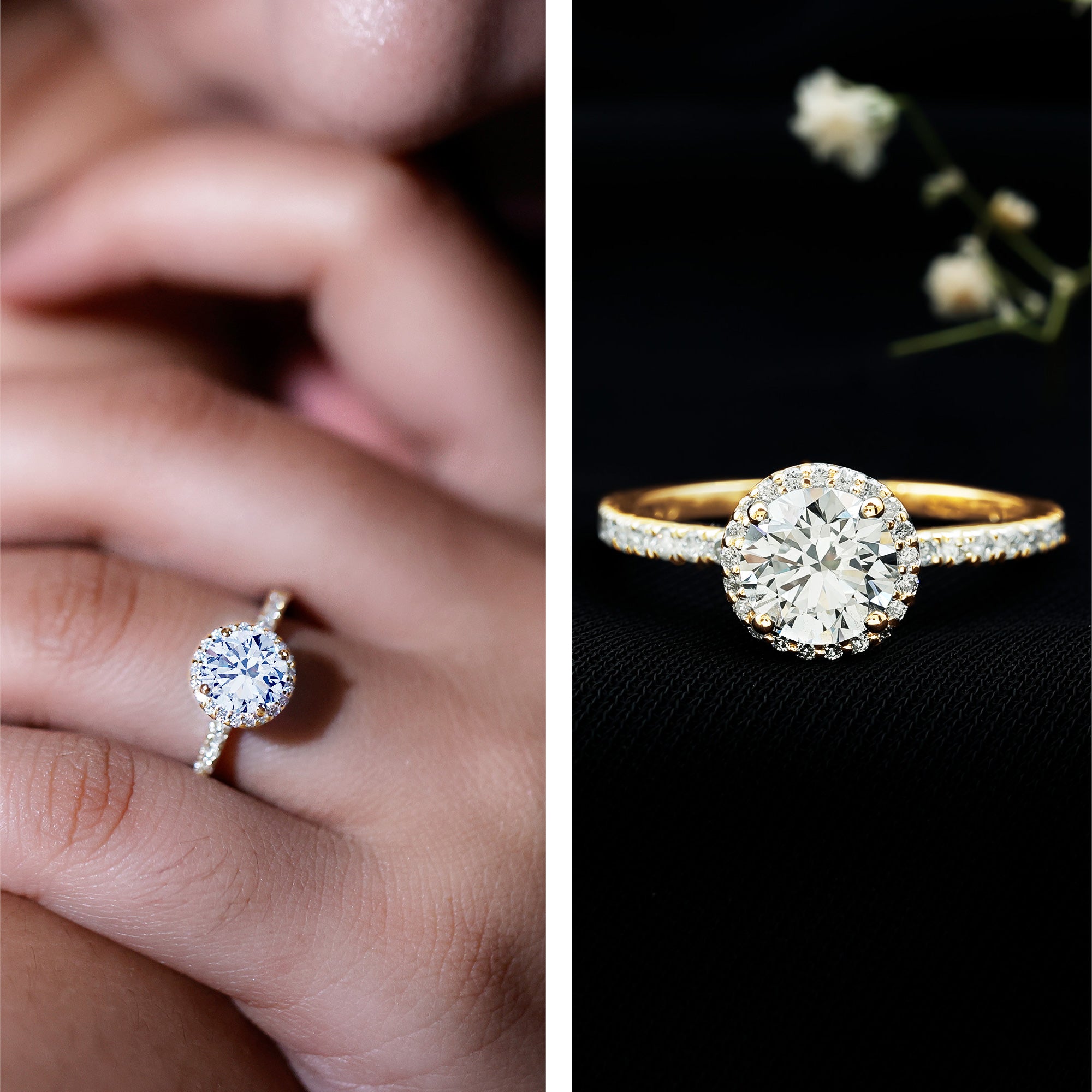Certified Moissanite Halo Engagement Ring for Her