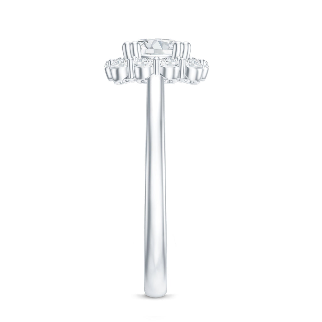 Classic Moissanite Halo Engagement Ring in Double Prong Setting