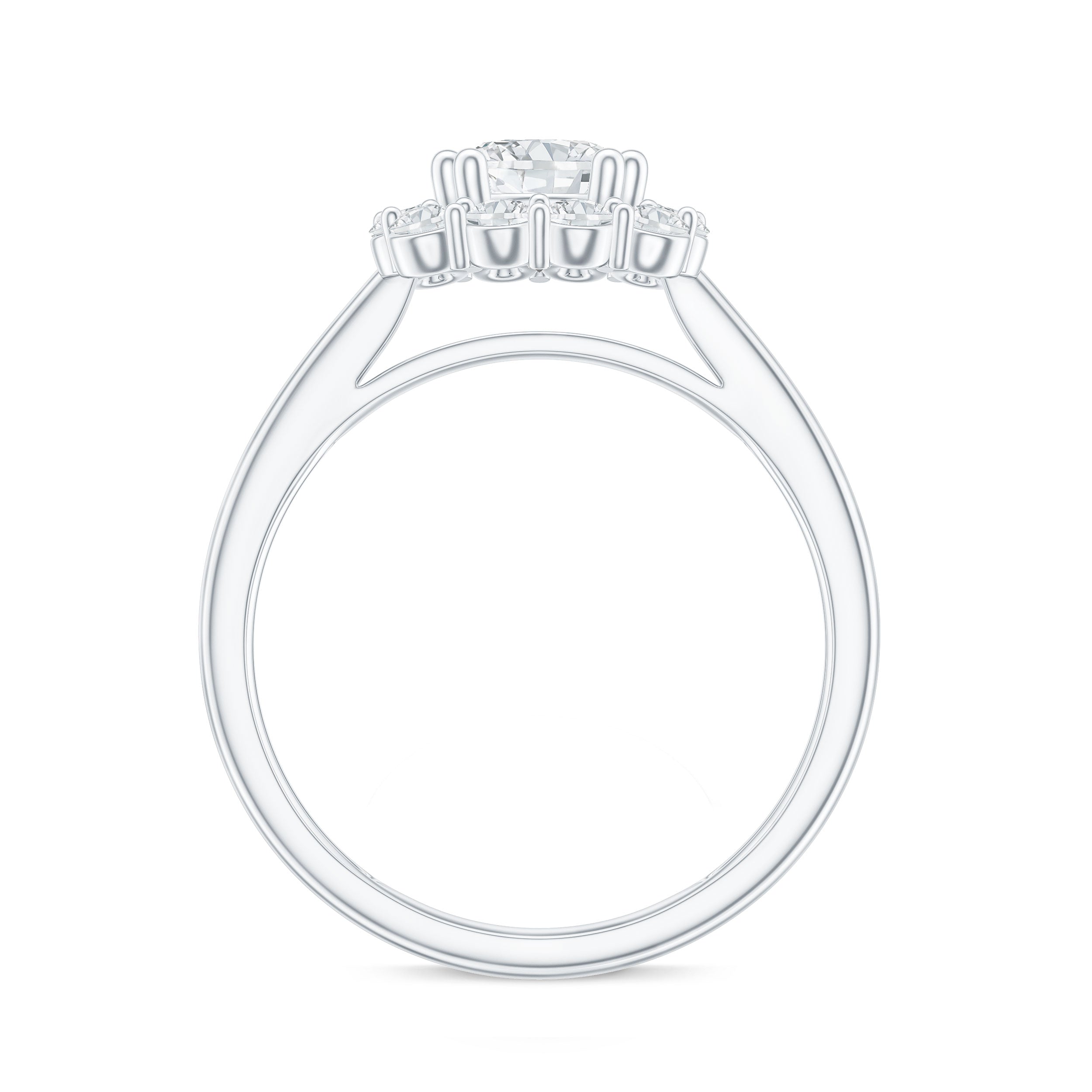 Classic Moissanite Halo Engagement Ring in Double Prong Setting