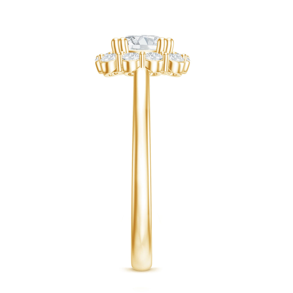 Classic Moissanite Halo Engagement Ring in Double Prong Setting