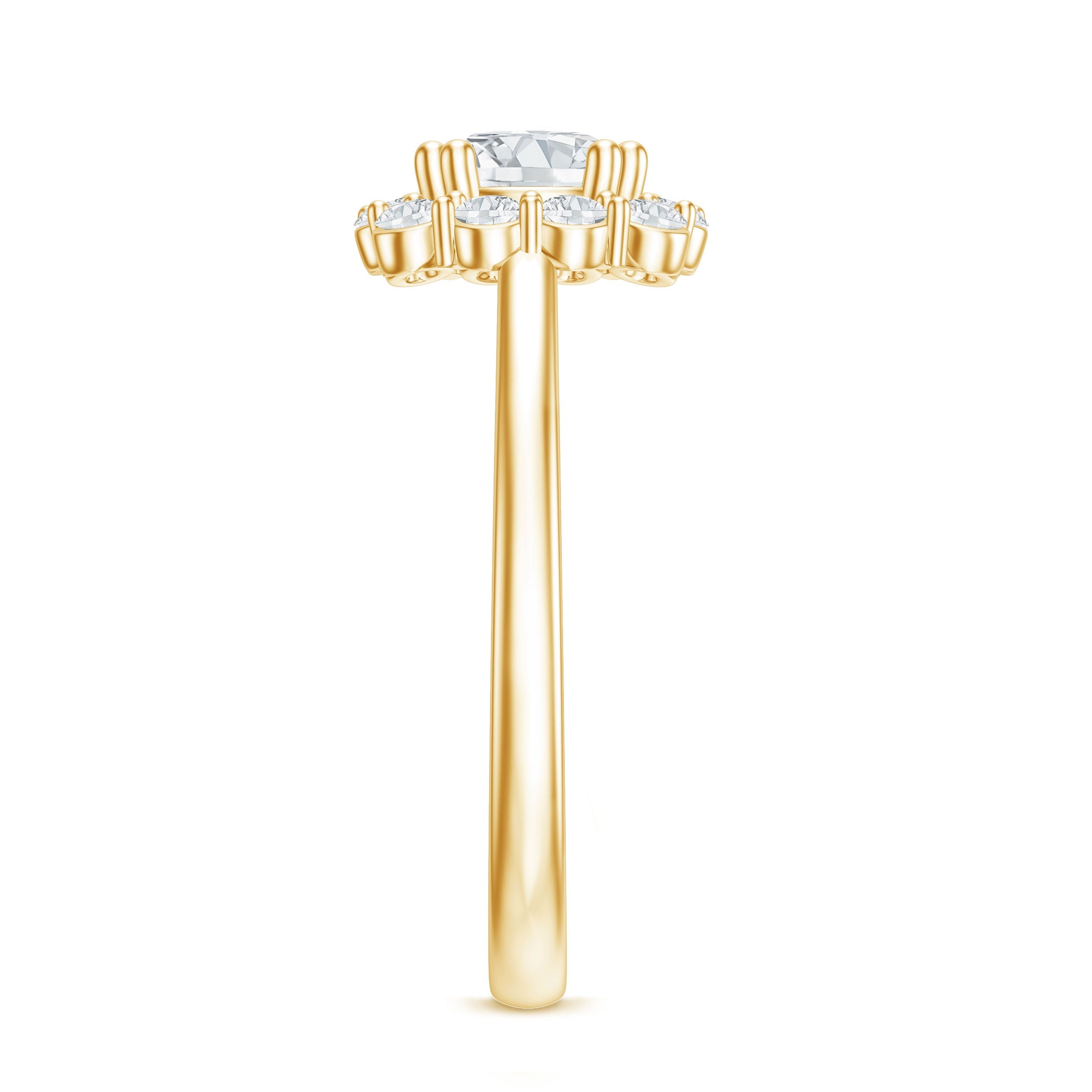Classic Moissanite Halo Engagement Ring in Double Prong Setting
