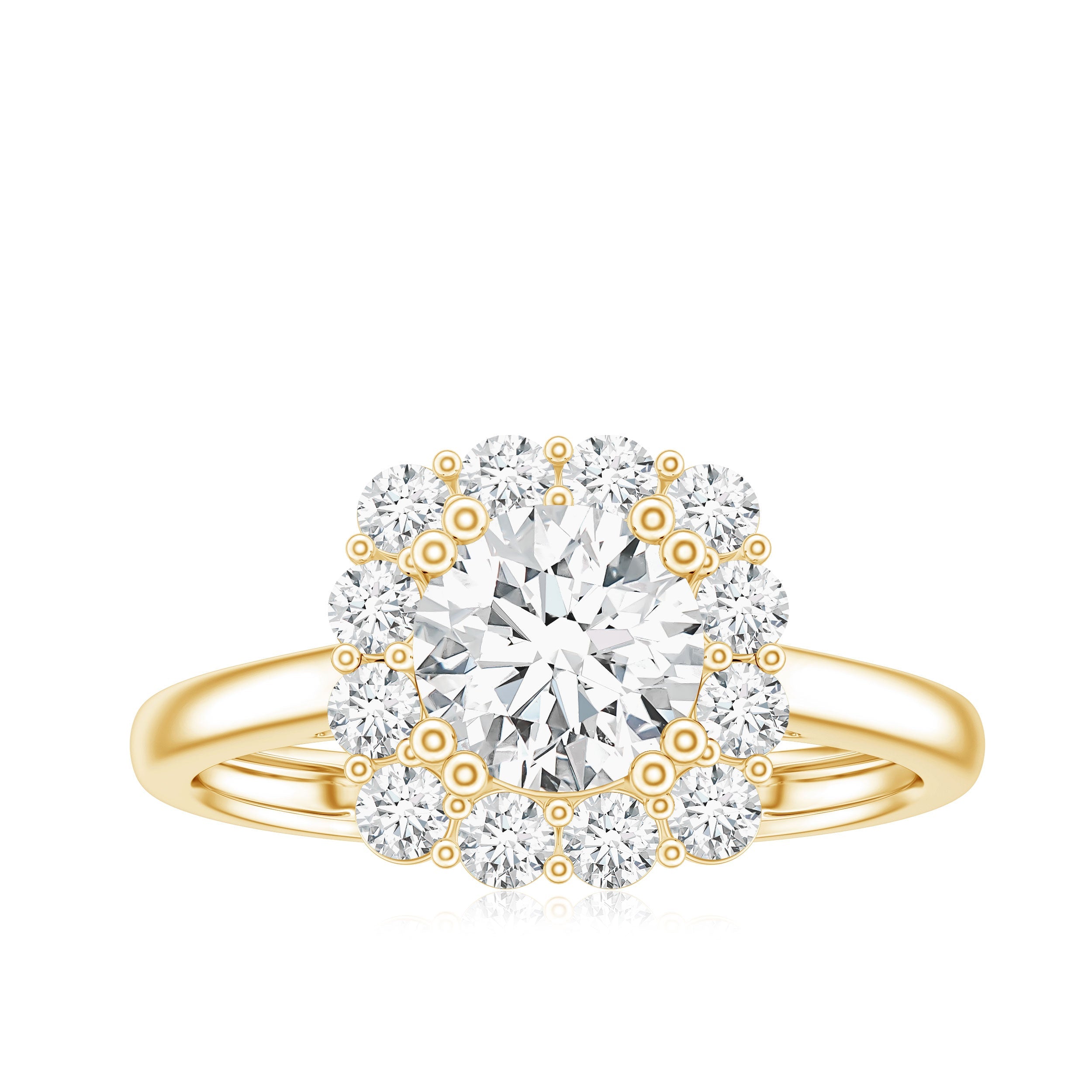 Classic Moissanite Halo Engagement Ring in Double Prong Setting