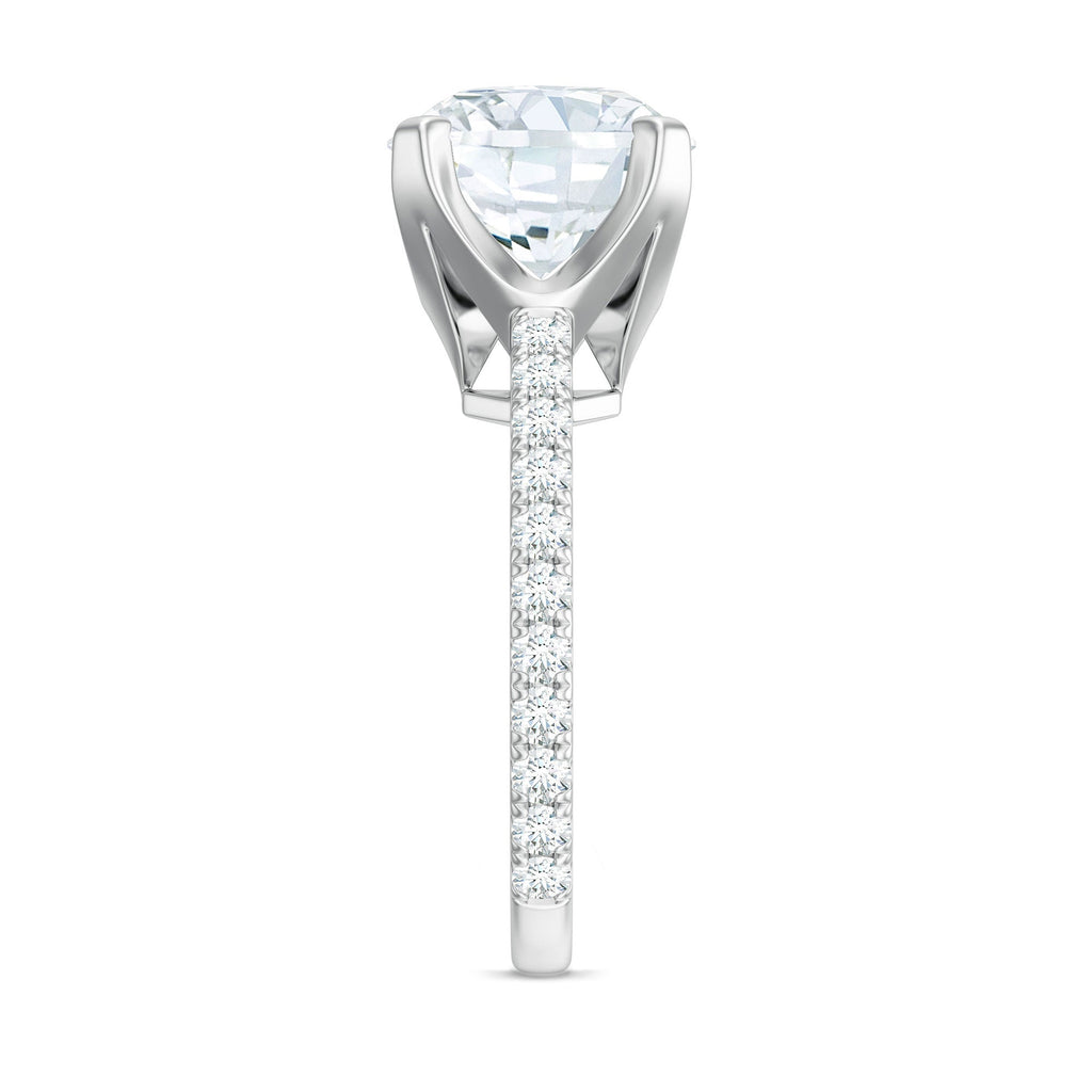 Round 4.4 Carat Moissanite Solitaire Engagement Ring with Side Stones
