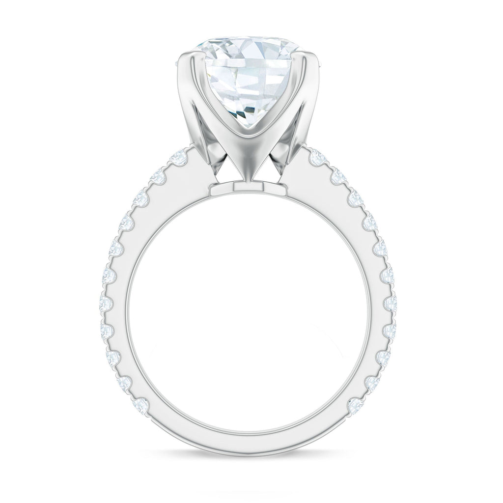 Round 4.4 Carat Moissanite Solitaire Engagement Ring with Side Stones