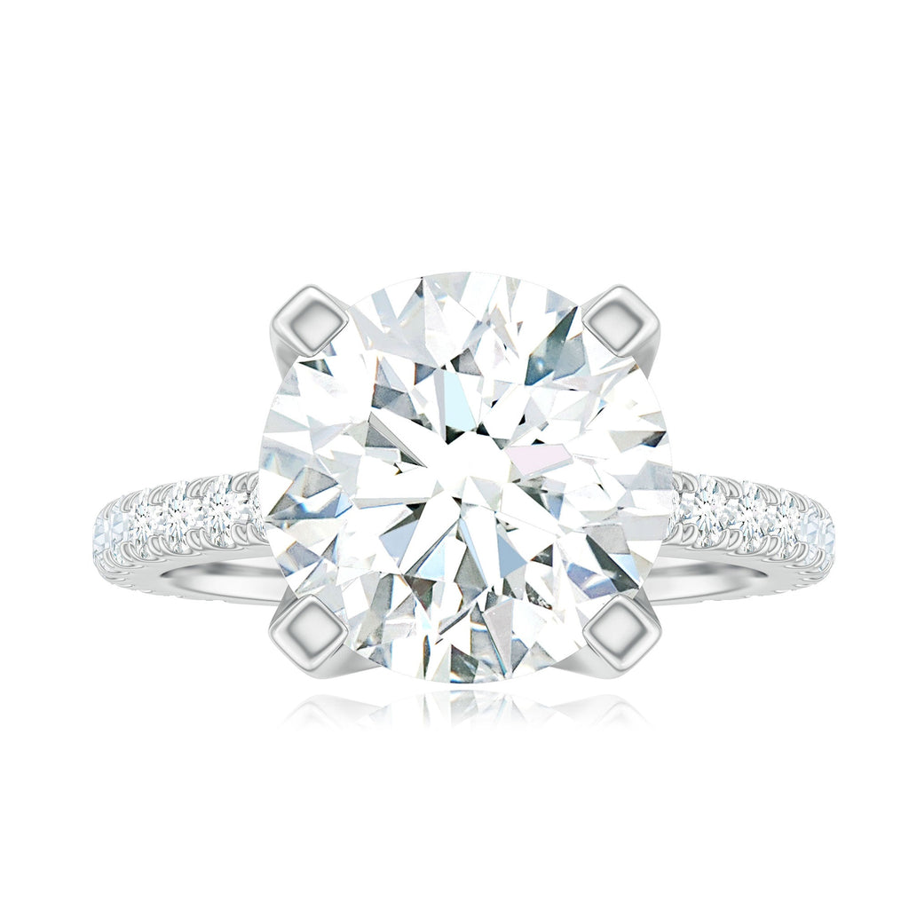 Round 4.4 Carat Moissanite Solitaire Engagement Ring with Side Stones