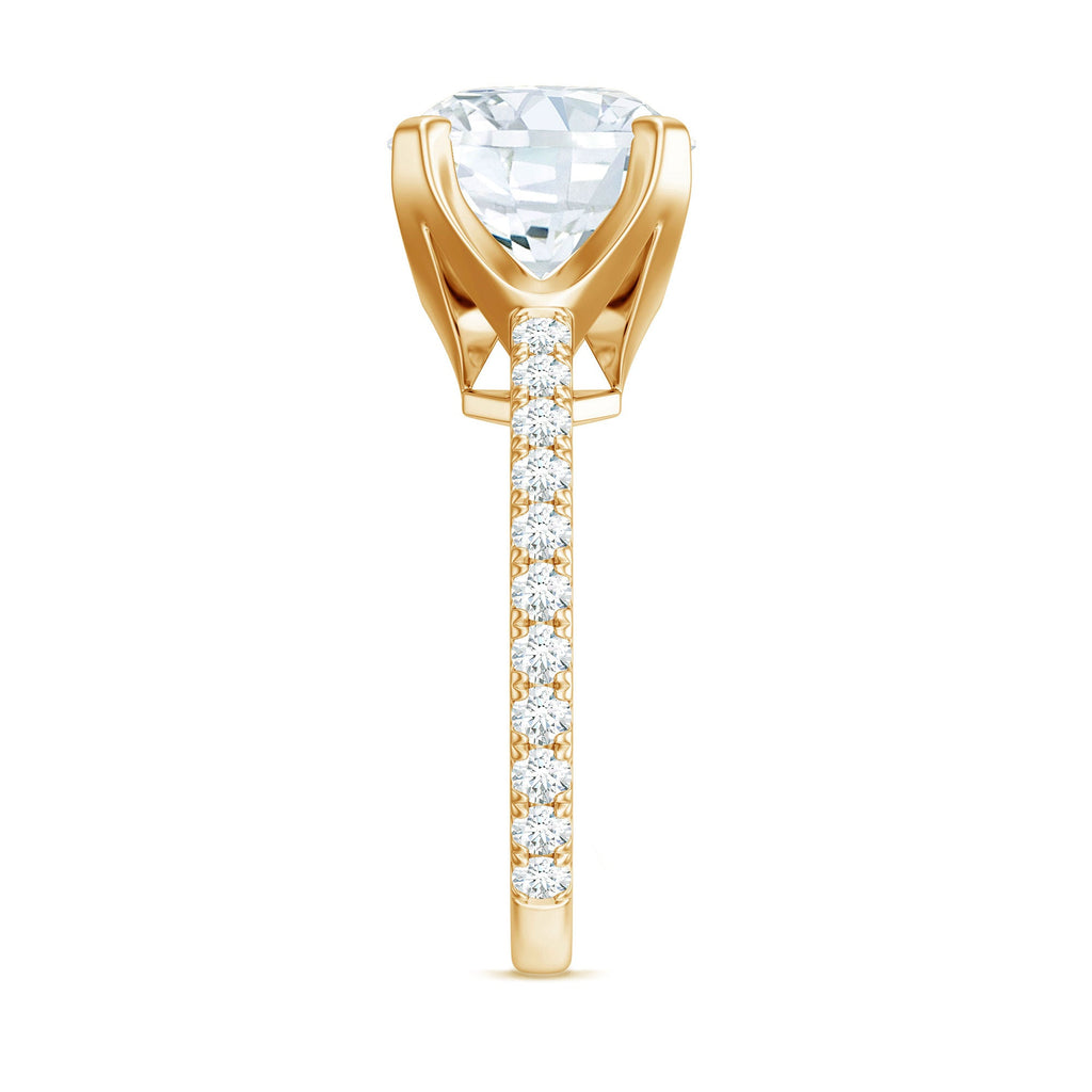 Round 4.4 Carat Moissanite Solitaire Engagement Ring with Side Stones