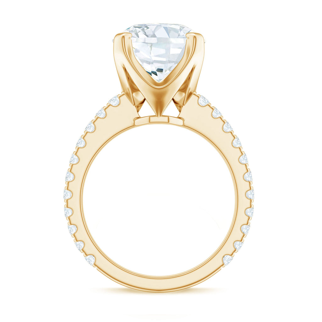 Round 4.4 Carat Moissanite Solitaire Engagement Ring with Side Stones