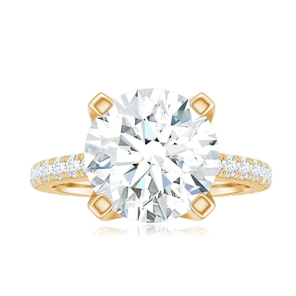 Round 4.4 Carat Moissanite Solitaire Engagement Ring with Side Stones