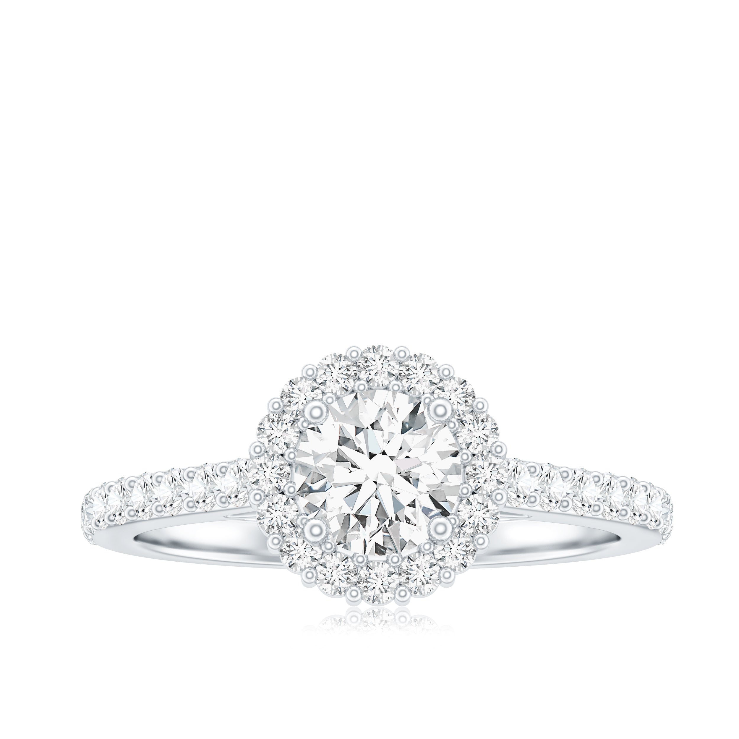 Classic Moissanite Halo Engagement Ring