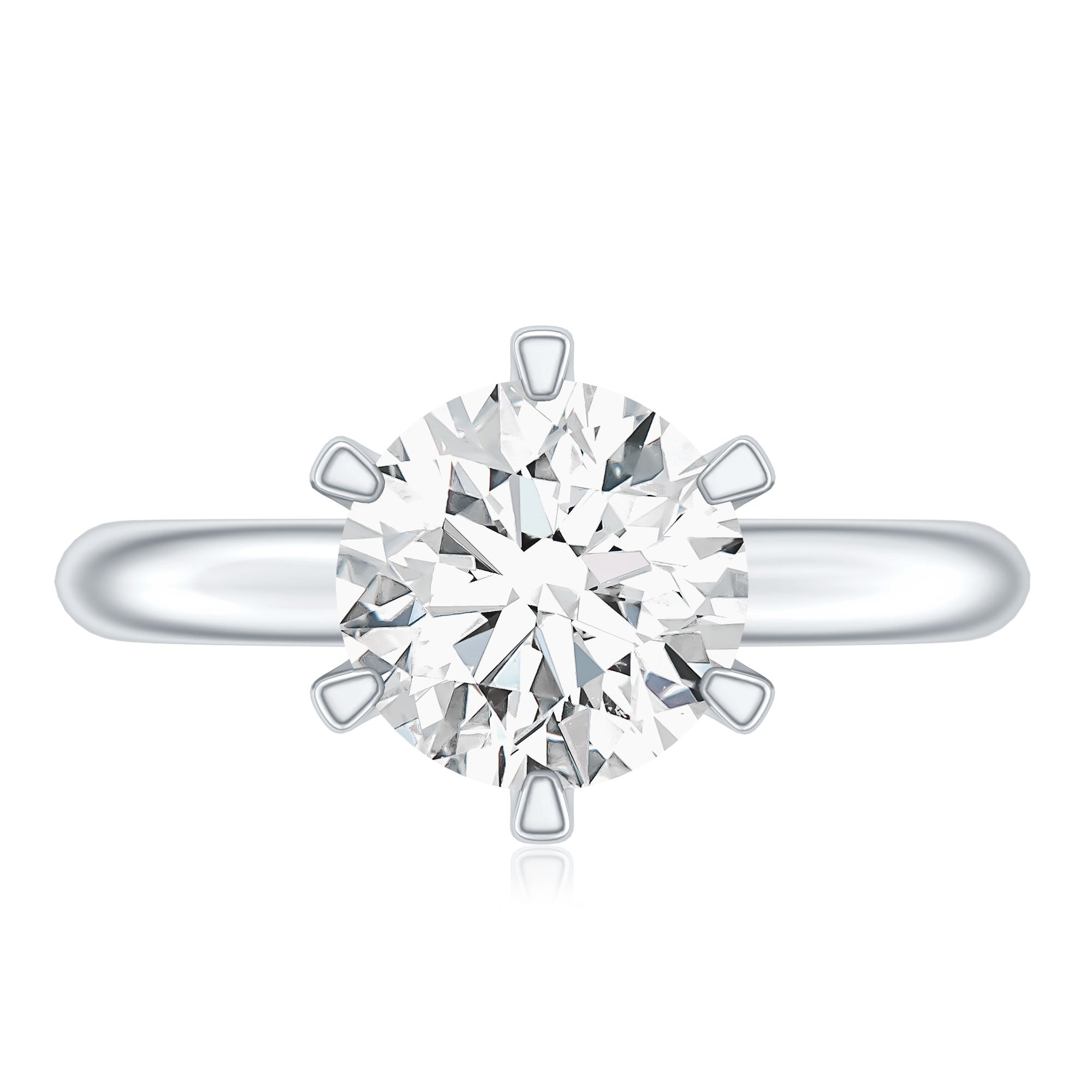2 CT Moissanite Solitaire Engagement Ring in 6 Prongs