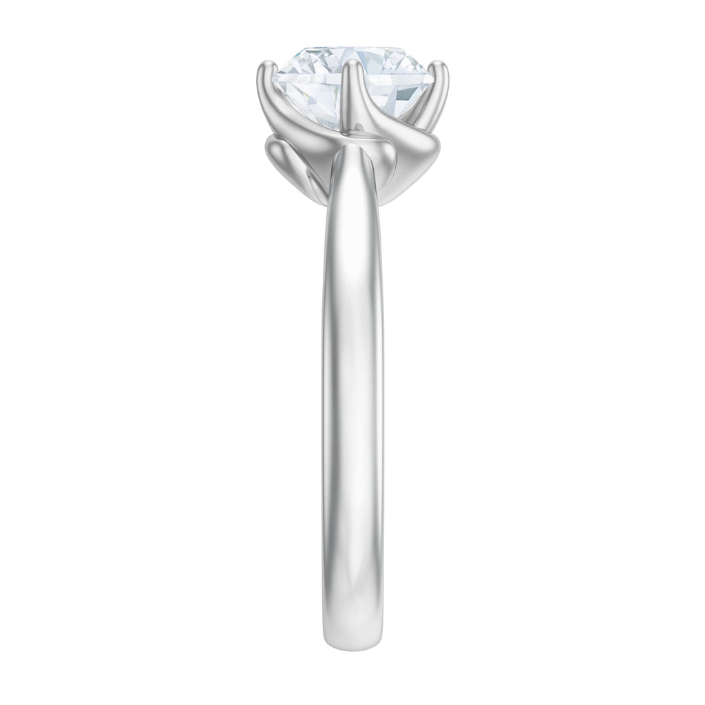 Twisted Prong Set Solitaire Moissanite Engagement Ring with Certificate