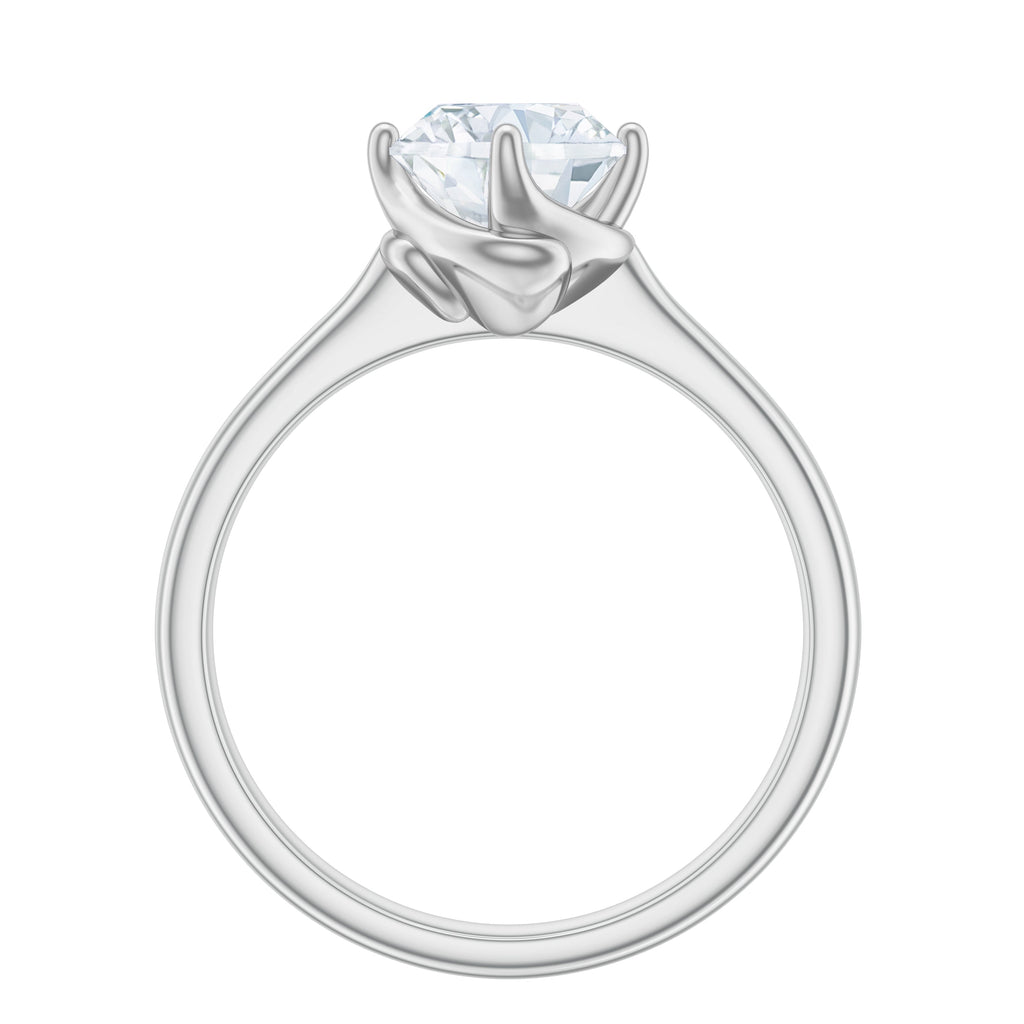 Twisted Prong Set Solitaire Moissanite Engagement Ring with Certificate