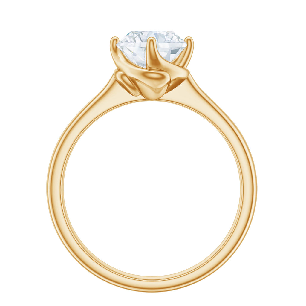 Twisted Prong Set Solitaire Moissanite Engagement Ring with Certificate