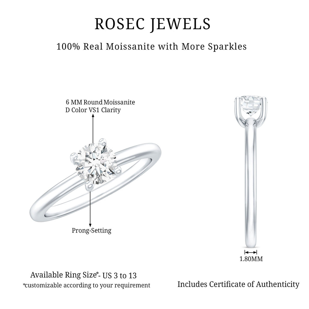 Certified 0.9 Carat Moissanite Solitaire Promise Ring for Her