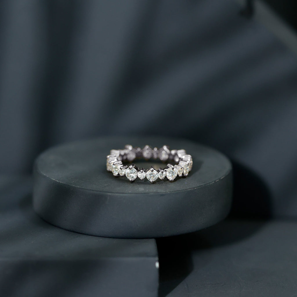 Round Certified Moissanite Stackable Eternity Ring For Women