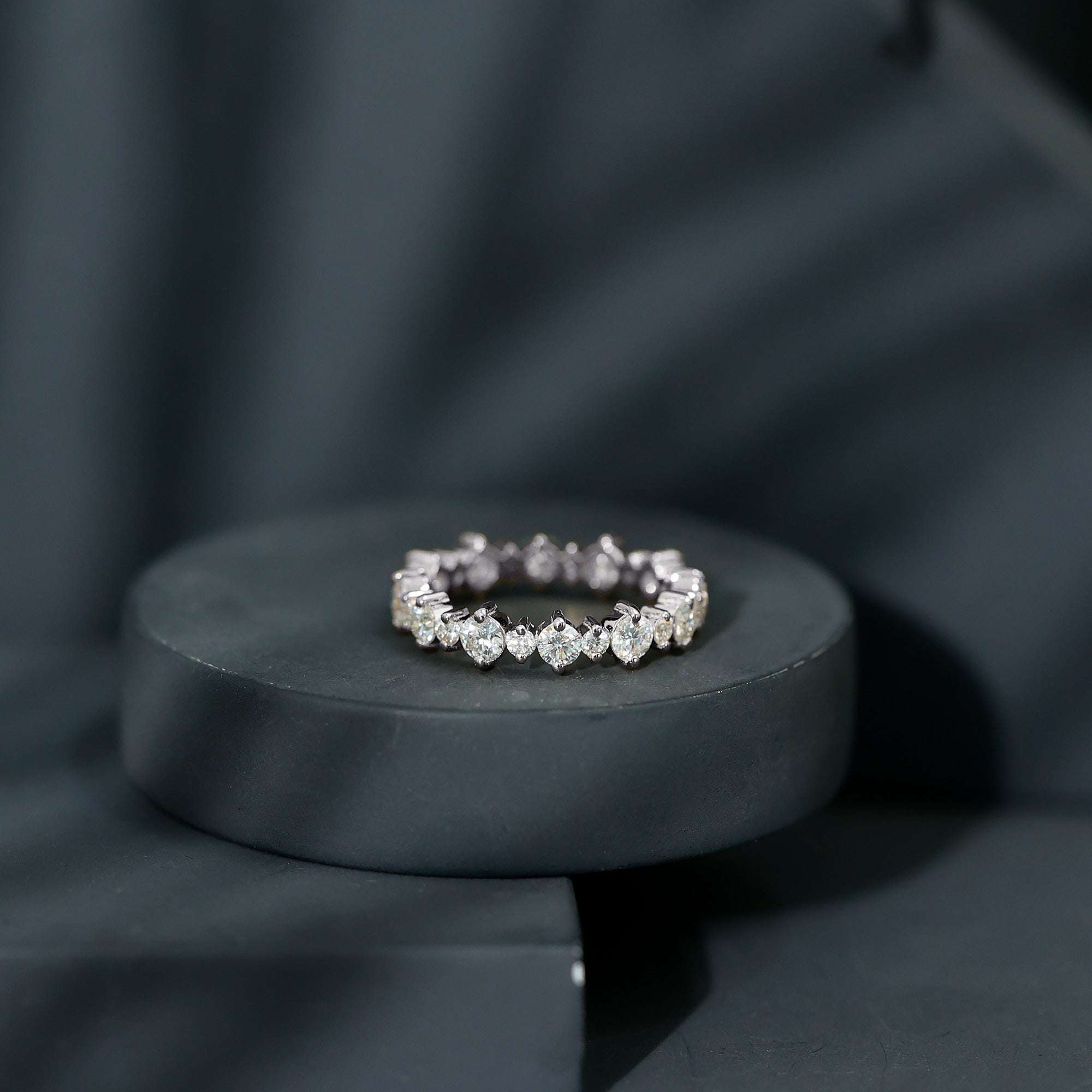 Round Certified Moissanite Stackable Eternity Ring For Women