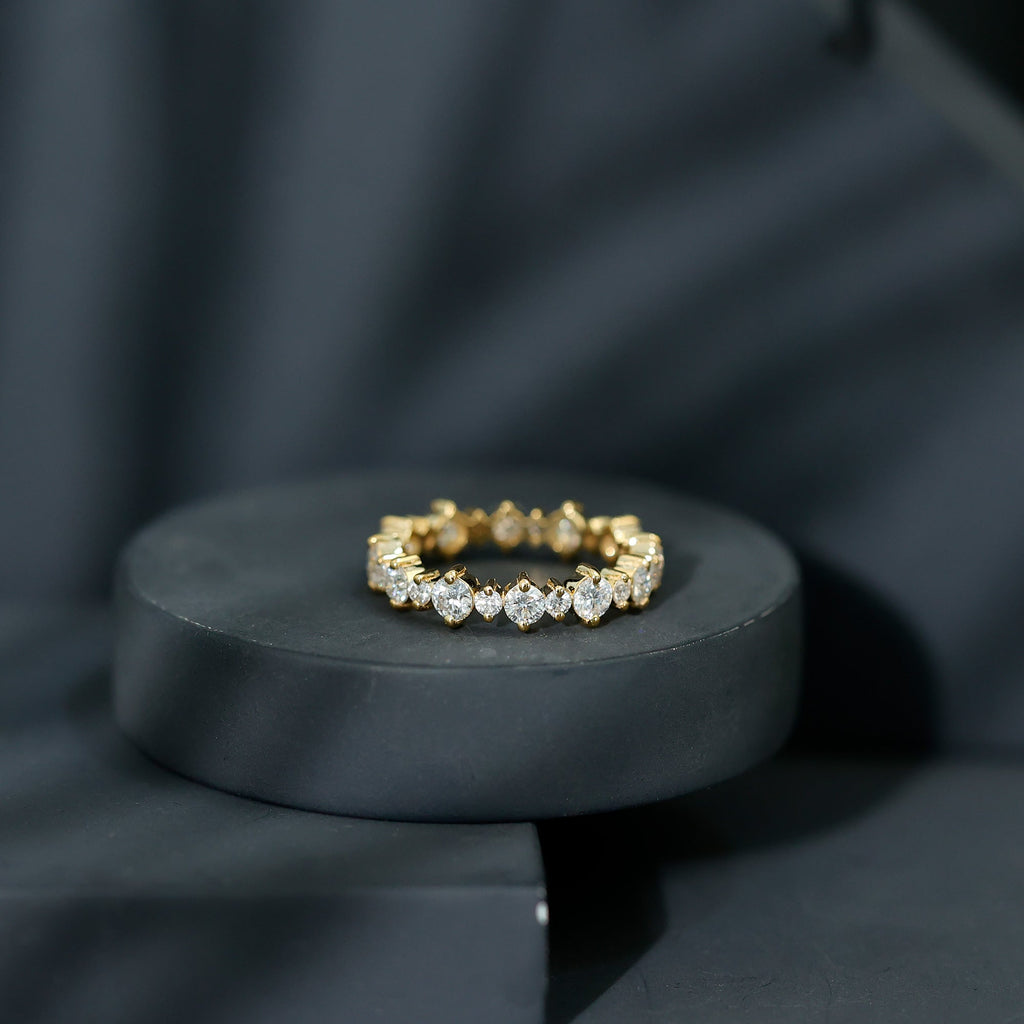 Round Certified Moissanite Stackable Eternity Ring For Women