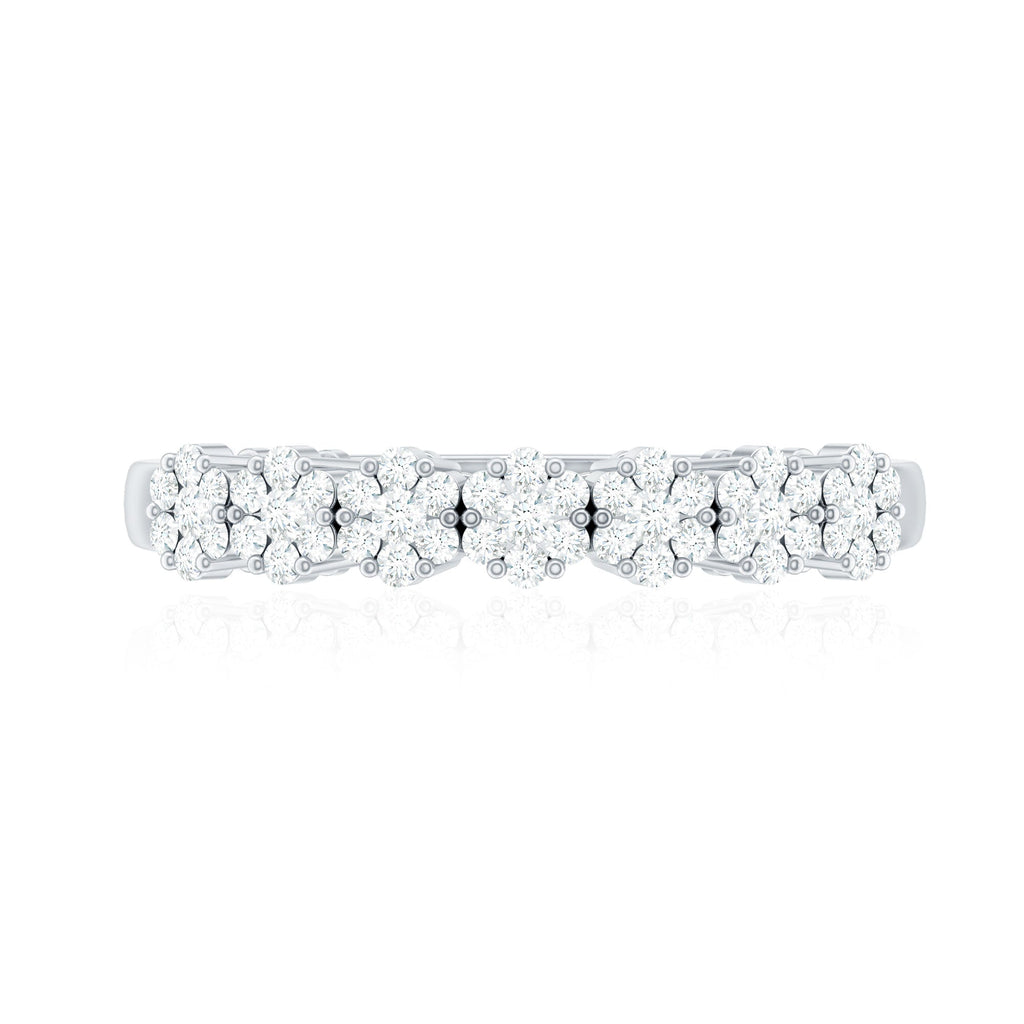 Minimalist Moissanite Flower Wedding Band for Women