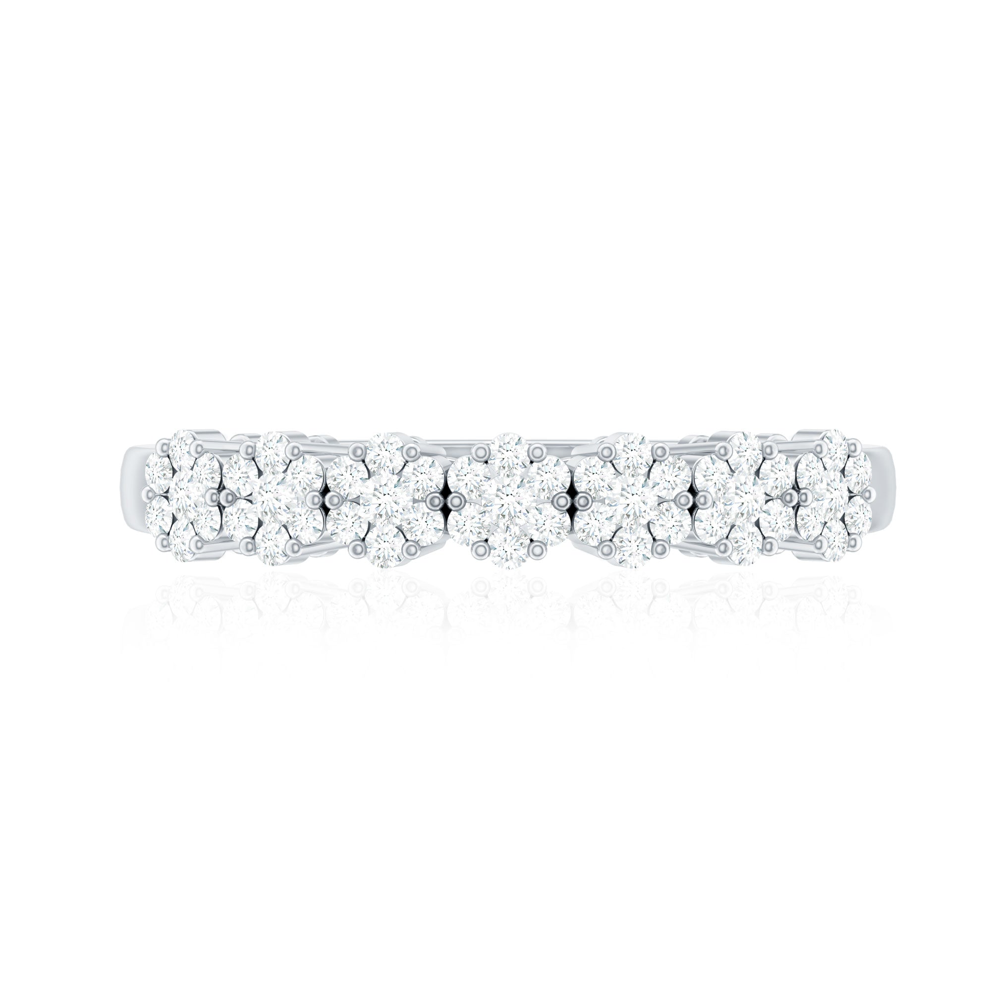 Minimalist Moissanite Flower Wedding Band for Women