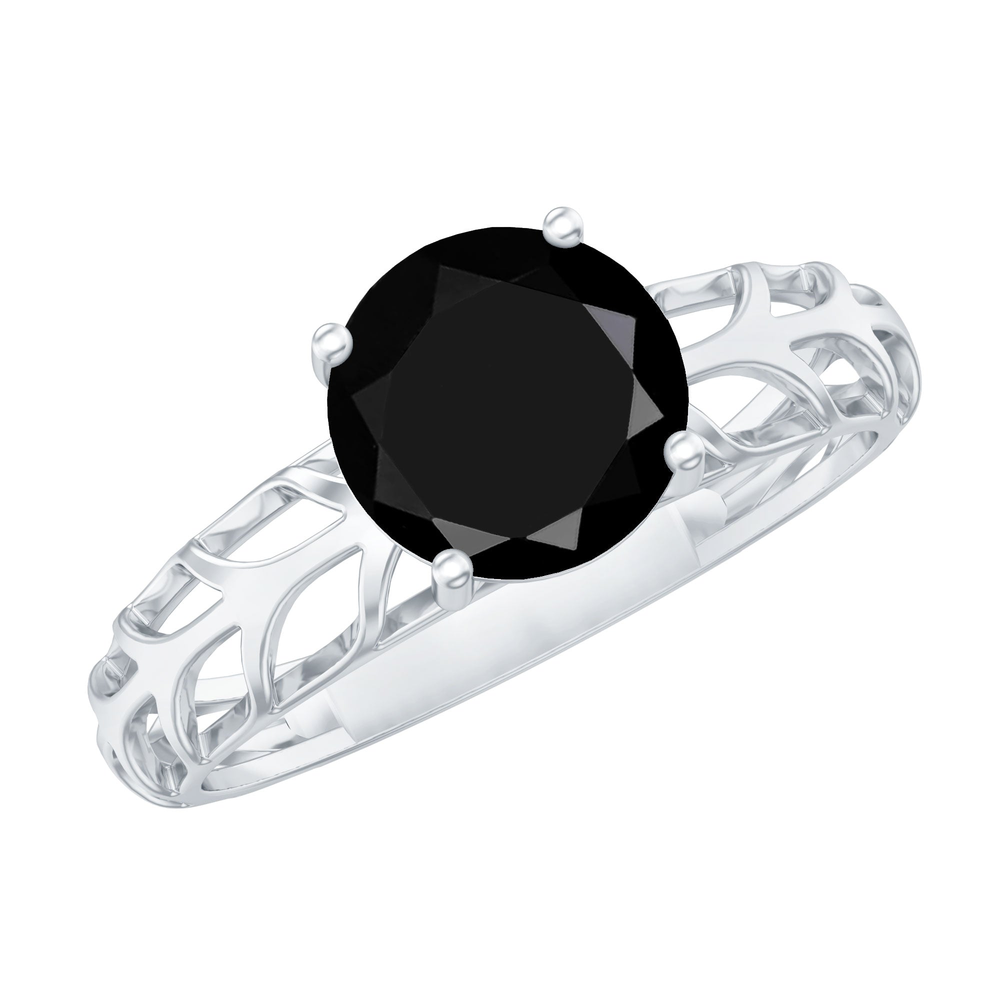 2 Carat Round Lab Grown Black Diamond Solitaire Engagement Ring