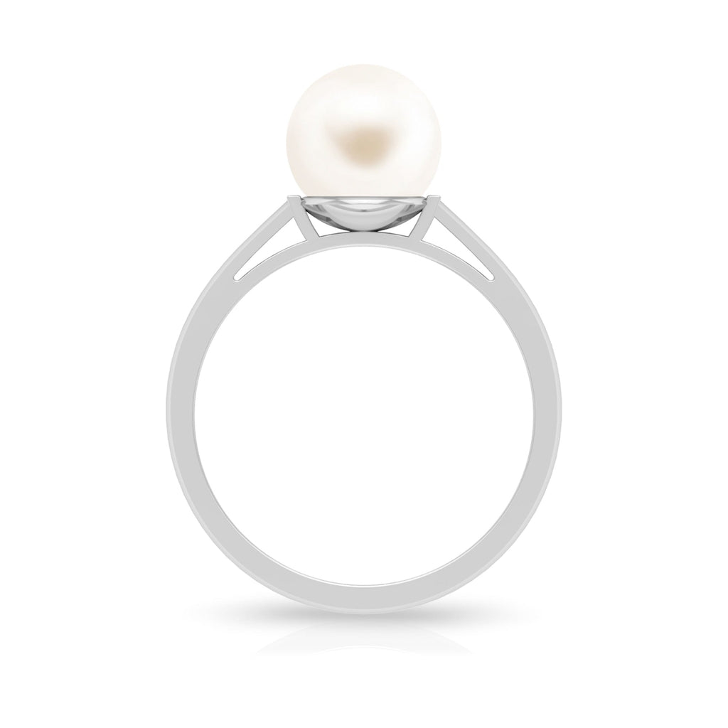 7.4 Carat Freshwater White Pearl Solitaire Engagement Ring