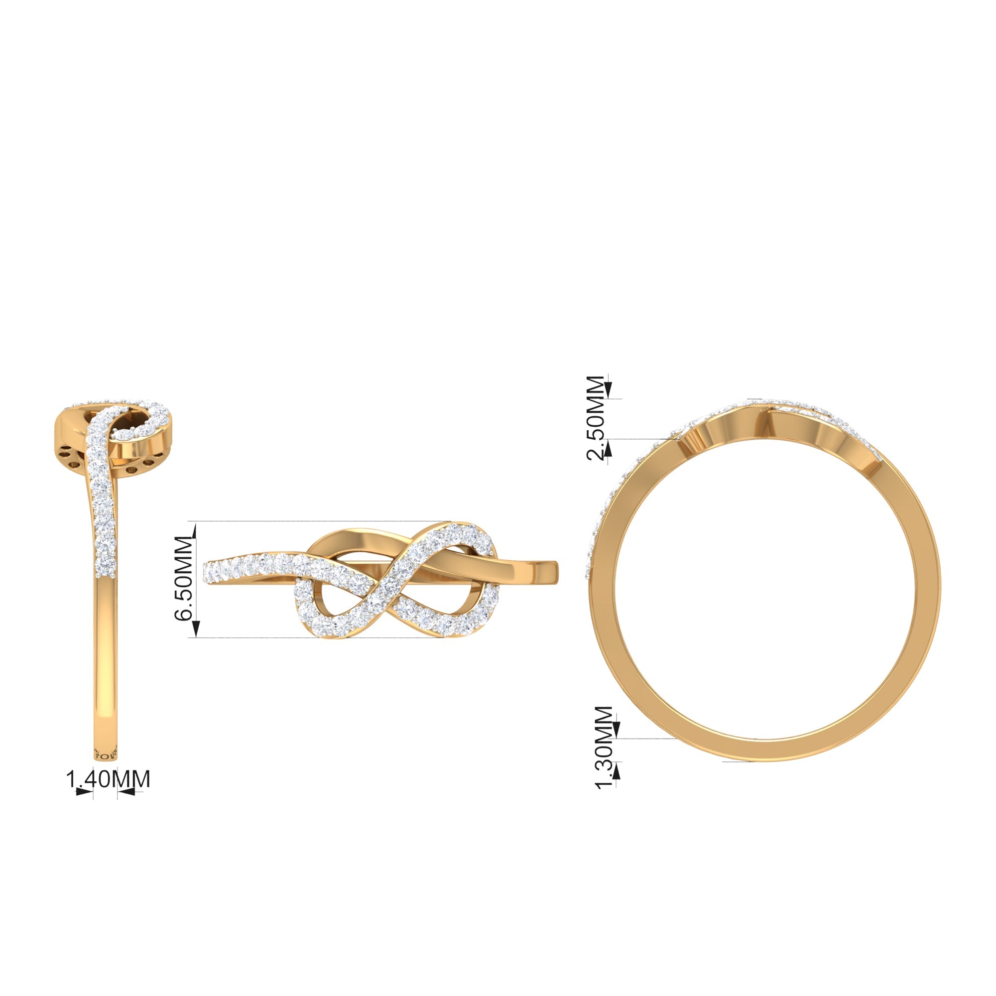 Certified Natural Diamond Infinity Ring for Valentines
