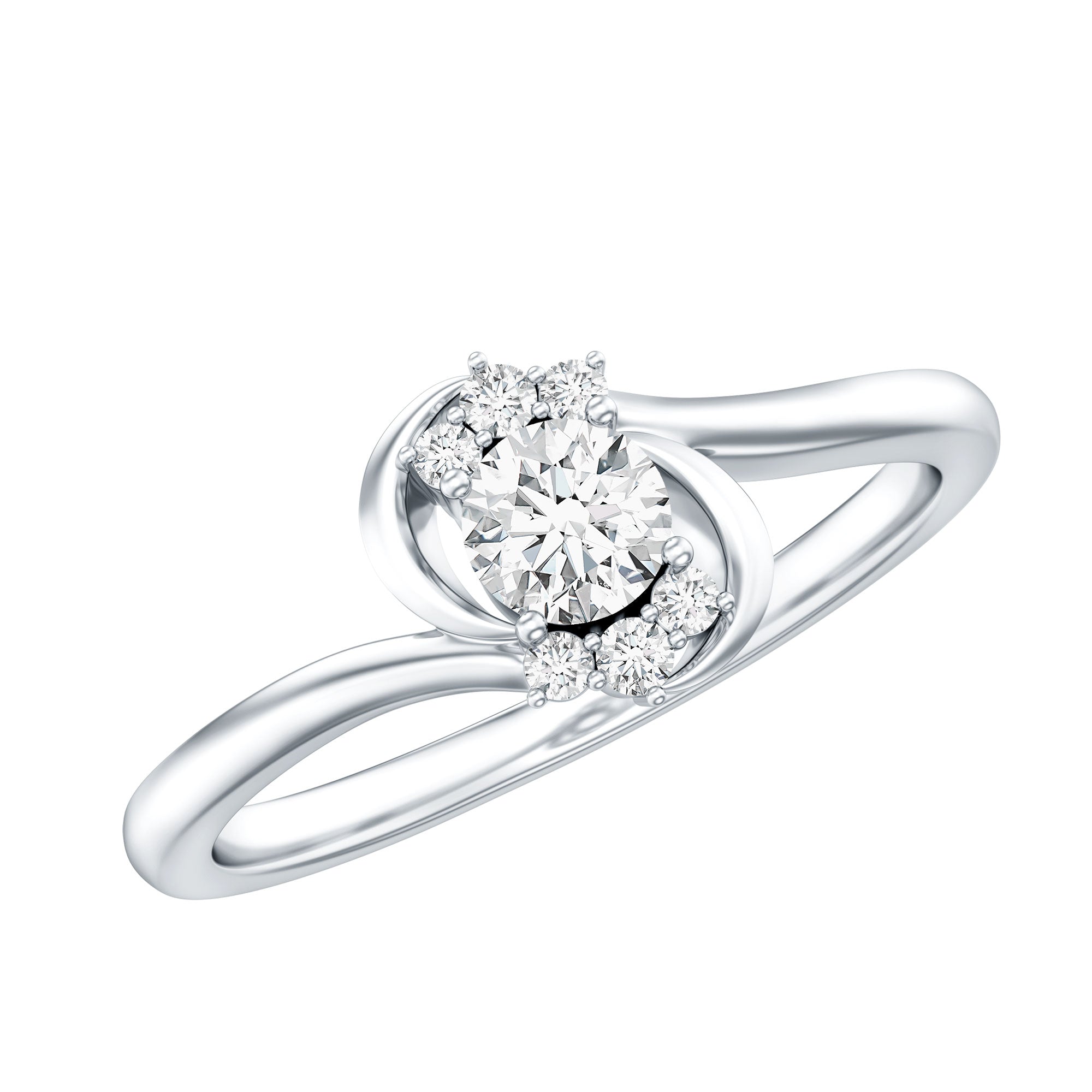 Certified Real Diamond Promise Ring with Bypass Shank