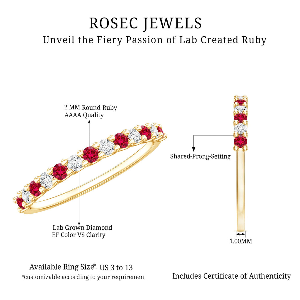 Lab Created Ruby and Diamond Stackable Band Ring