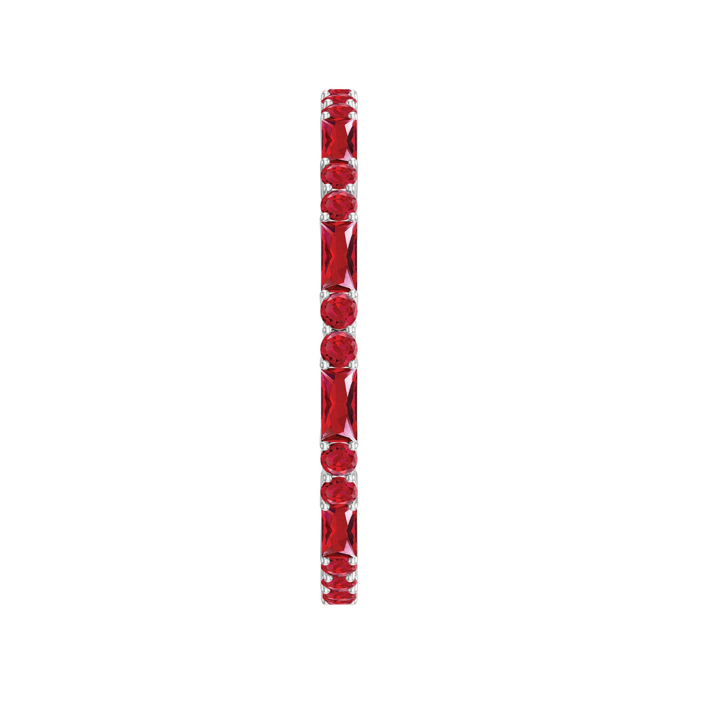 Baguette and Round Lab Created Ruby Eternity Ring