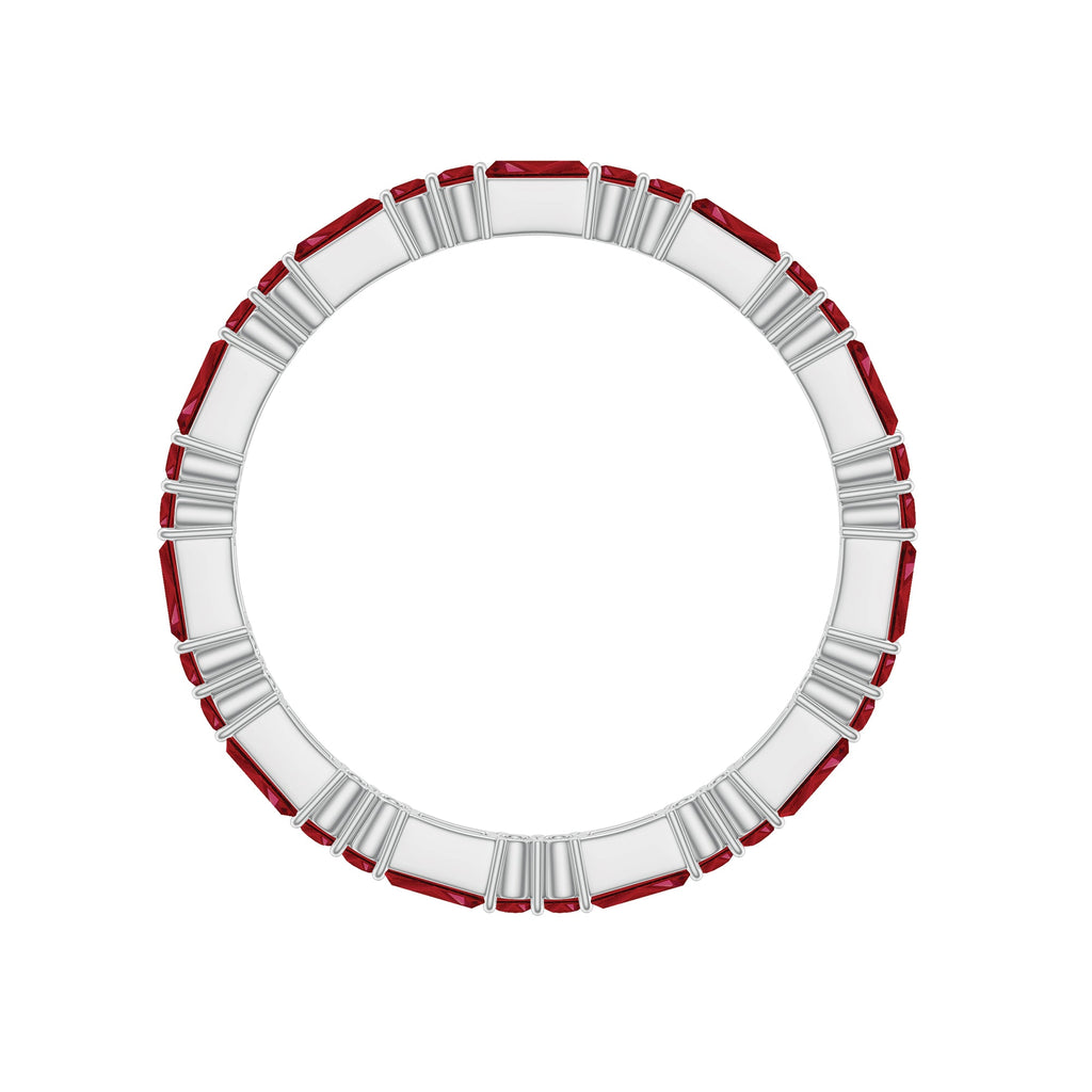 Baguette and Round Lab Created Ruby Eternity Ring