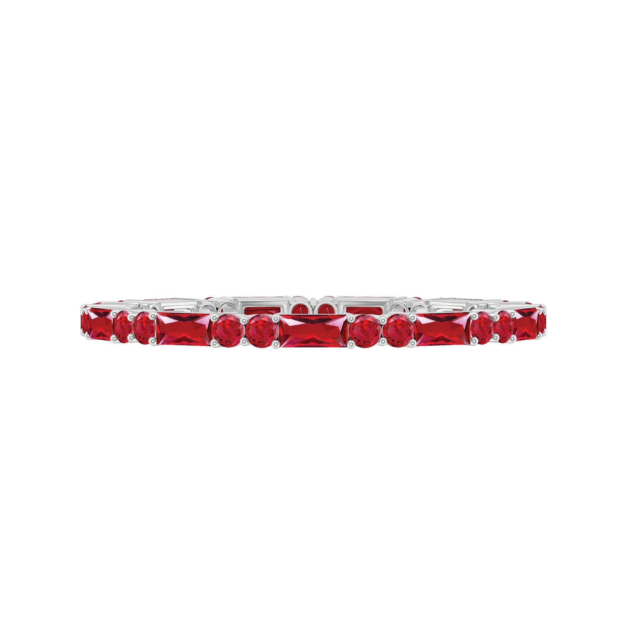 Baguette and Round Lab Created Ruby Eternity Ring