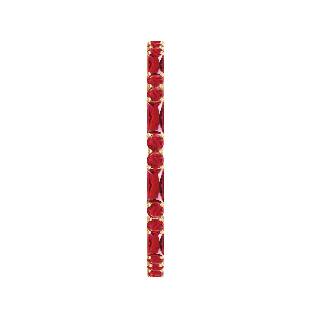 Baguette and Round Lab Created Ruby Eternity Ring