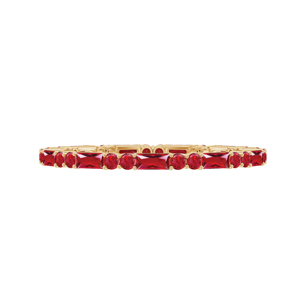 Baguette and Round Lab Created Ruby Eternity Ring