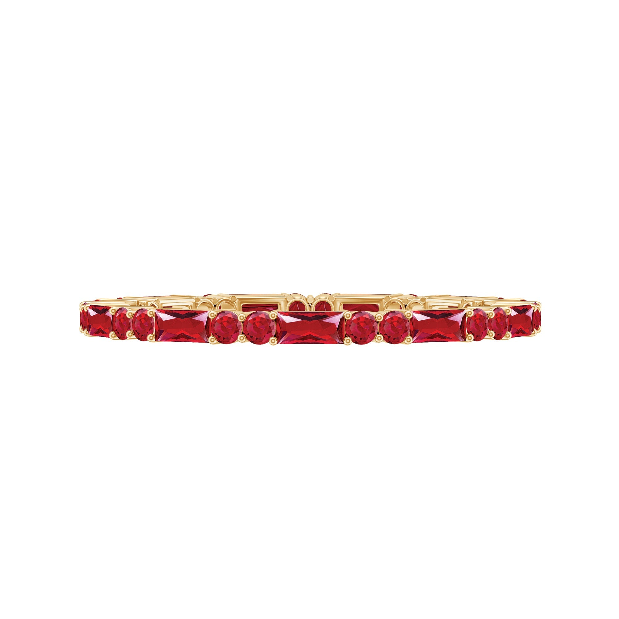 Baguette and Round Lab Created Ruby Eternity Ring