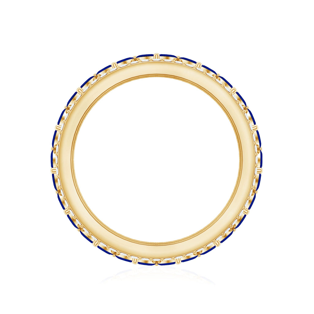Marquise Lab Created Blue Sapphire and Diamond Wedding Band Ring