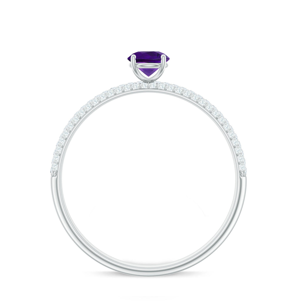 Natural Amethyst Engagement Ring with Diamond for Women