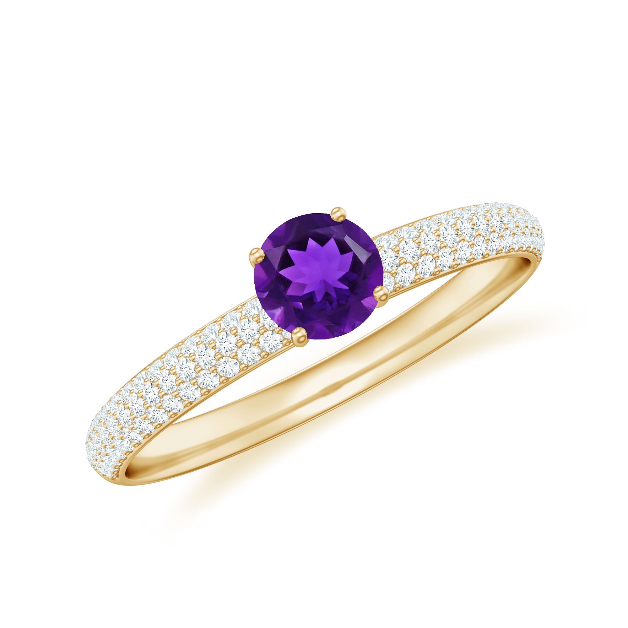 Natural Amethyst Engagement Ring with Diamond for Women