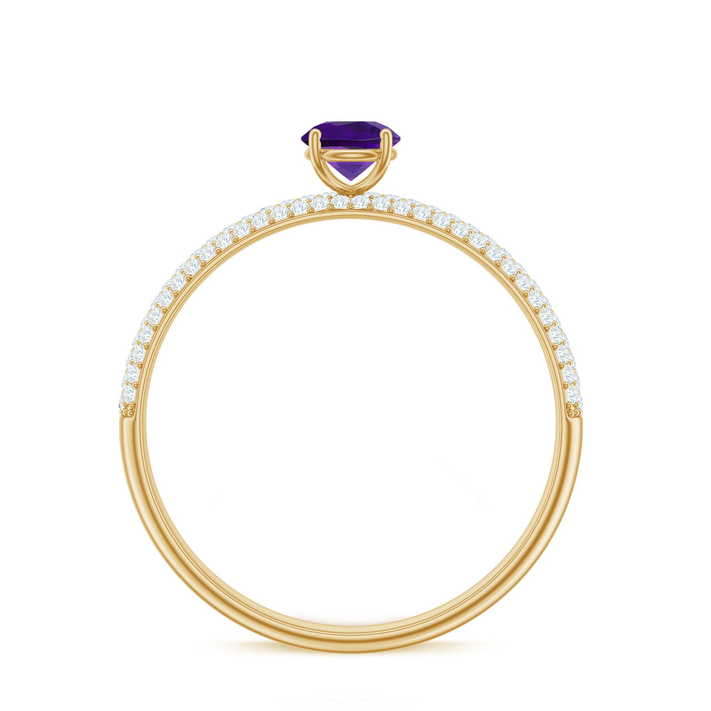 Natural Amethyst Engagement Ring with Diamond for Women